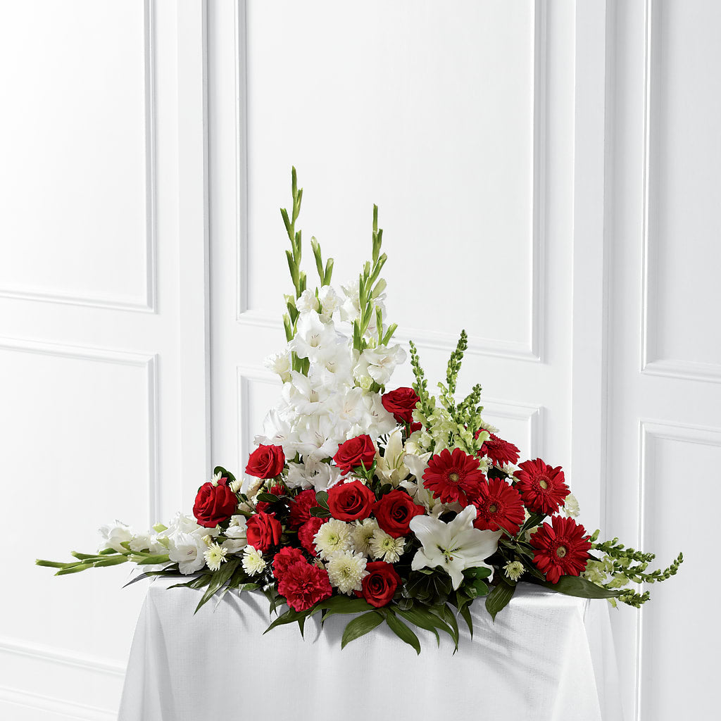 Crimson & White Arrangement – Flowers By Pj Inc, Tuckerton NJ