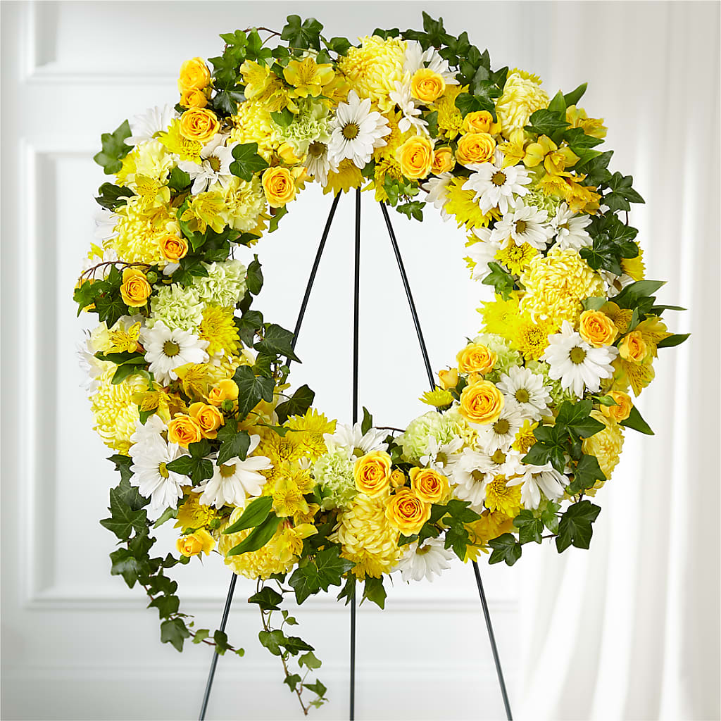 Golden Remembrance Wreath – Flowers By Pj Inc, Tuckerton NJ