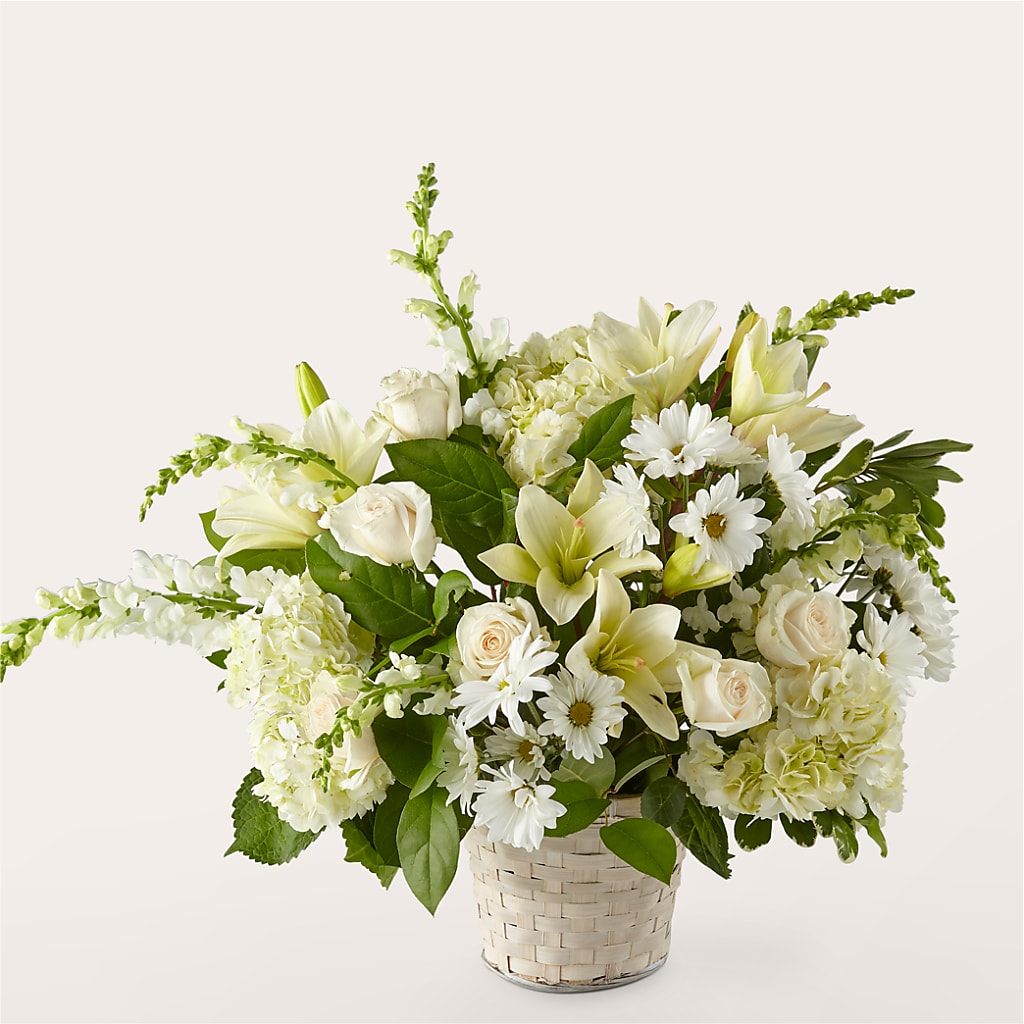 Ivory Elegance Floral Basket – Flowers By Pj Inc, Tuckerton NJ