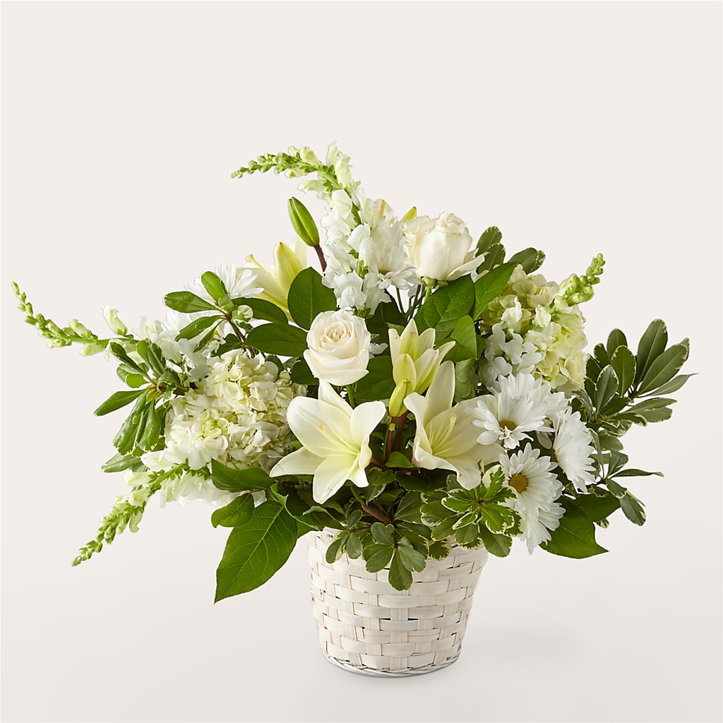 Ivory Elegance Floral Basket – Flowers By Pj Inc, Tuckerton NJ