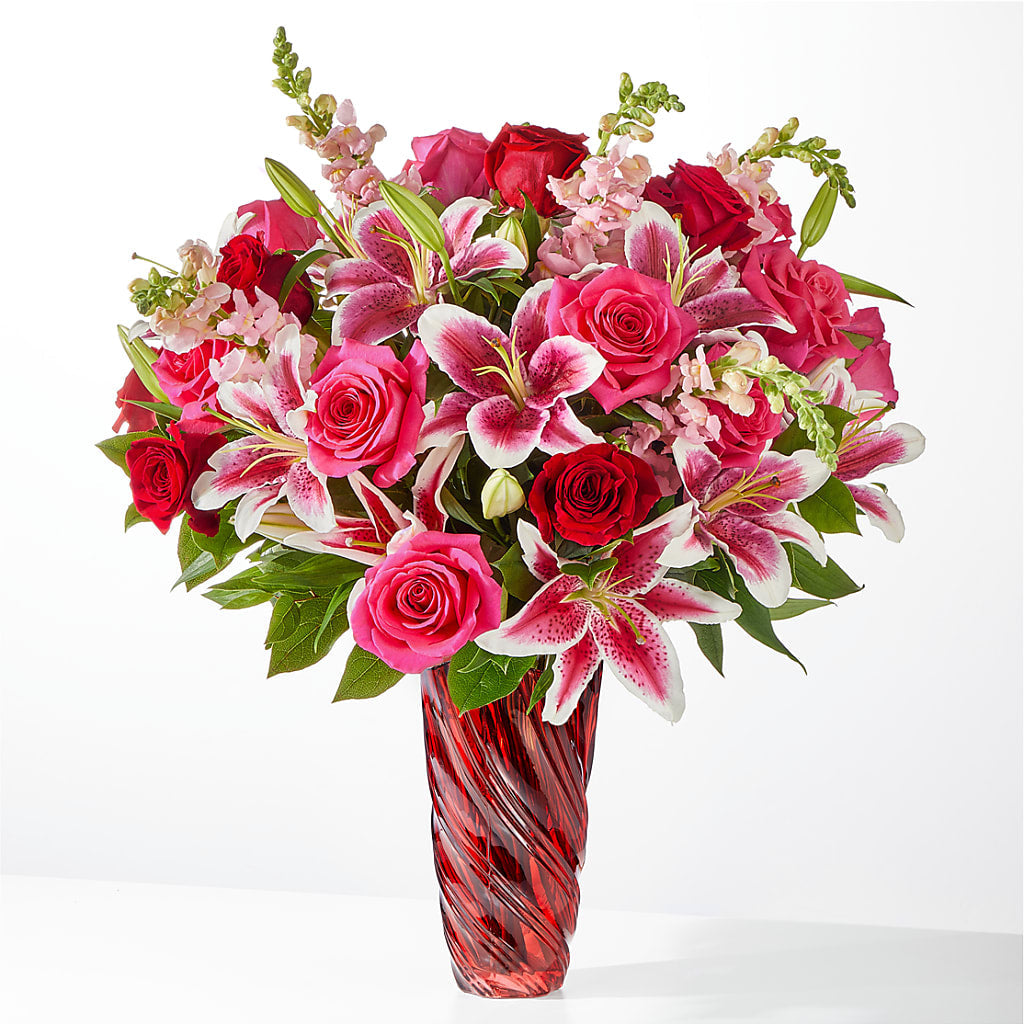 Always You Bouquet with Luxe Swirl Vase – Flowers By Pj Inc, Tuckerton NJ