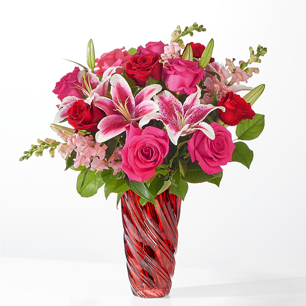 Always You Bouquet with Luxe Swirl Vase – Flowers By Pj Inc, Tuckerton NJ