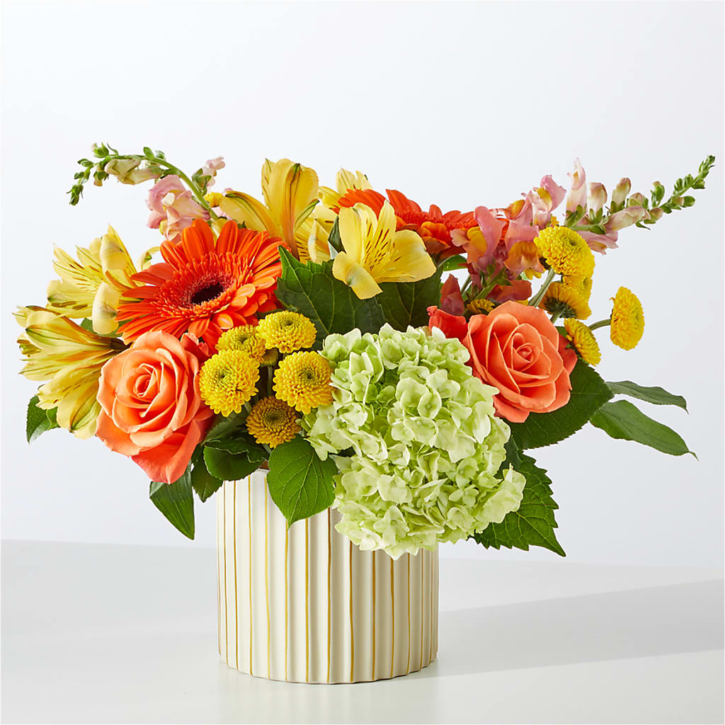 Autumn Sunshine Bouquet with Ivory Vase –  Flowers By Pj Inc, Tuckerton NJ