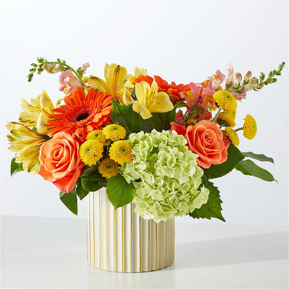 Autumn Sunshine Bouquet with Ivory Vase –  Flowers By Pj Inc, Tuckerton NJ