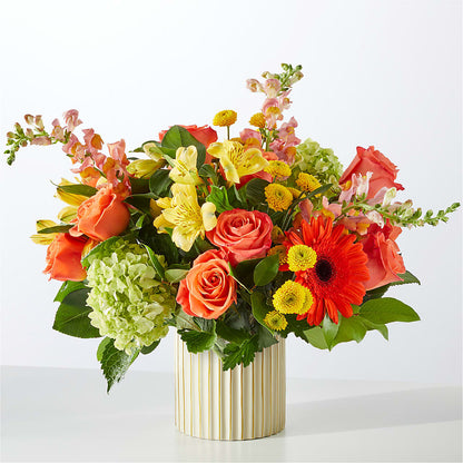 Autumn Sunshine Bouquet with Ivory Vase –  Flowers By Pj Inc, Tuckerton NJ