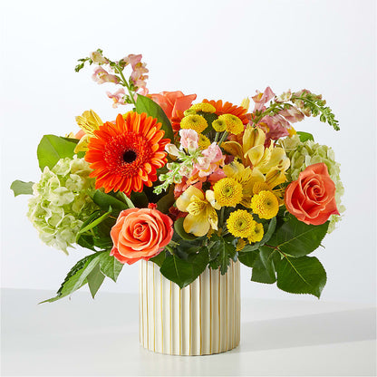Autumn Sunshine Bouquet with Ivory Vase –  Flowers By Pj Inc, Tuckerton NJ