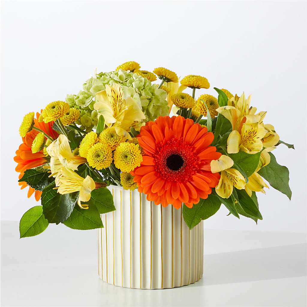 Autumn Sunshine Bouquet with Ivory Vase –  Flowers By Pj Inc, Tuckerton NJ