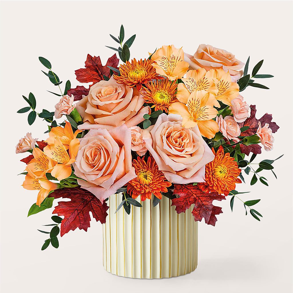 Spiced Latte Bouquet with Ivory Vase –  Flowers By Pj Inc, Tuckerton NJ