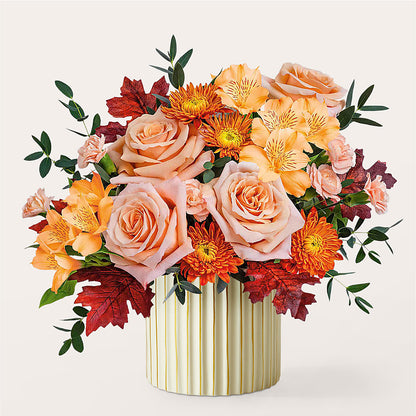 Spiced Latte Bouquet with Ivory Vase –  Flowers By Pj Inc, Tuckerton NJ