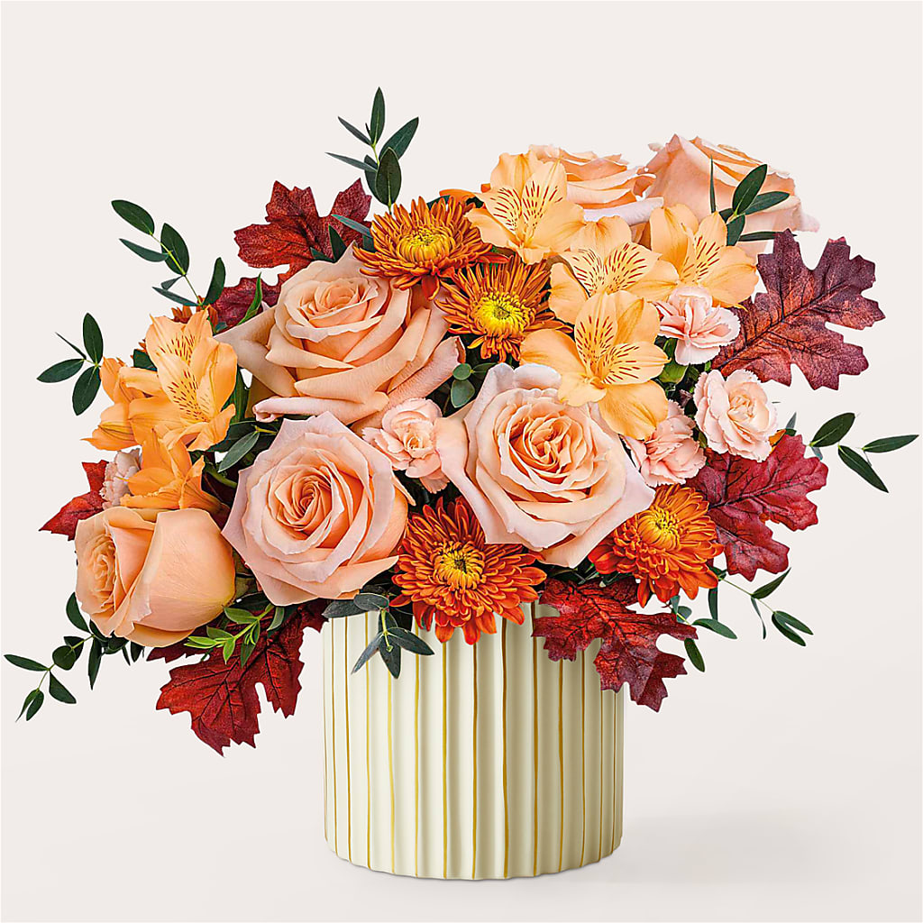 Spiced Latte Bouquet with Ivory Vase –  Flowers By Pj Inc, Tuckerton NJ