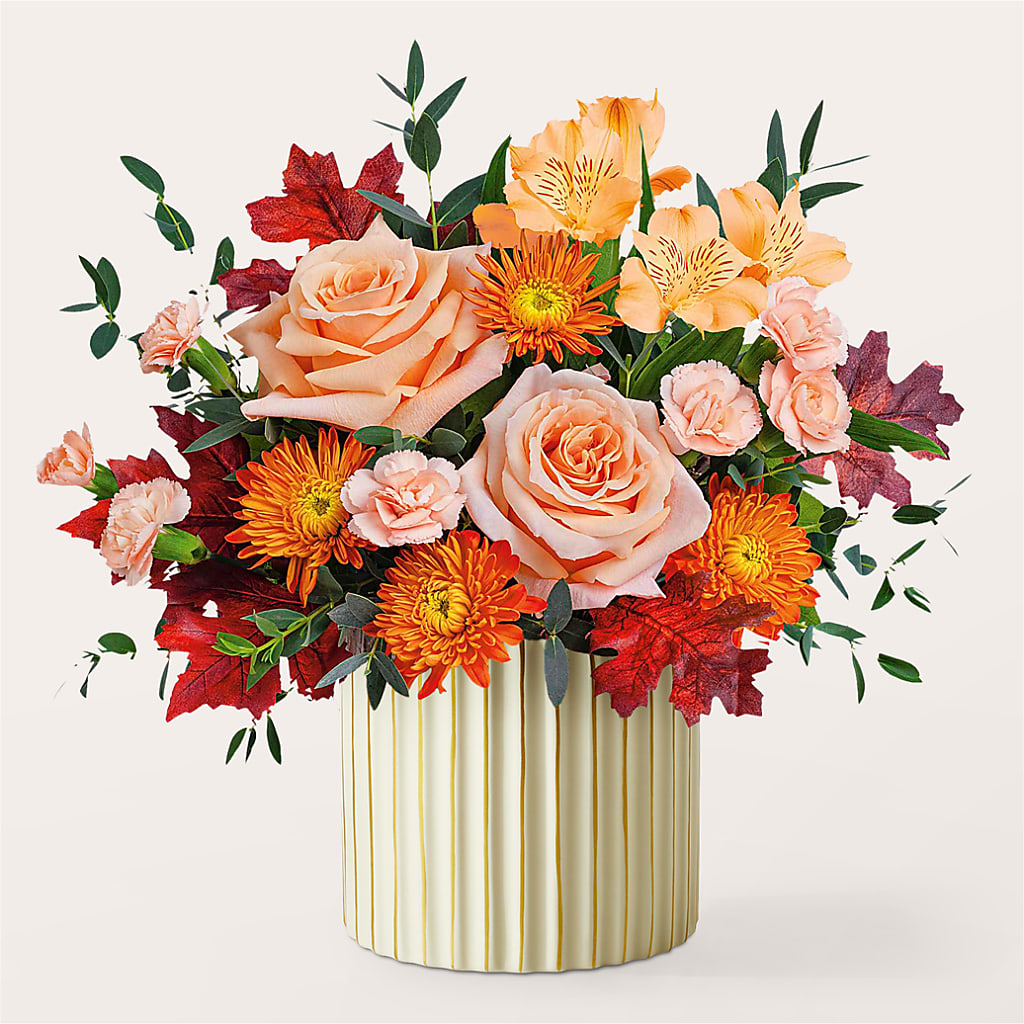 Spiced Latte Bouquet with Ivory Vase –  Flowers By Pj Inc, Tuckerton NJ